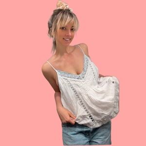 Justify White Lace-Trim Cami Tank